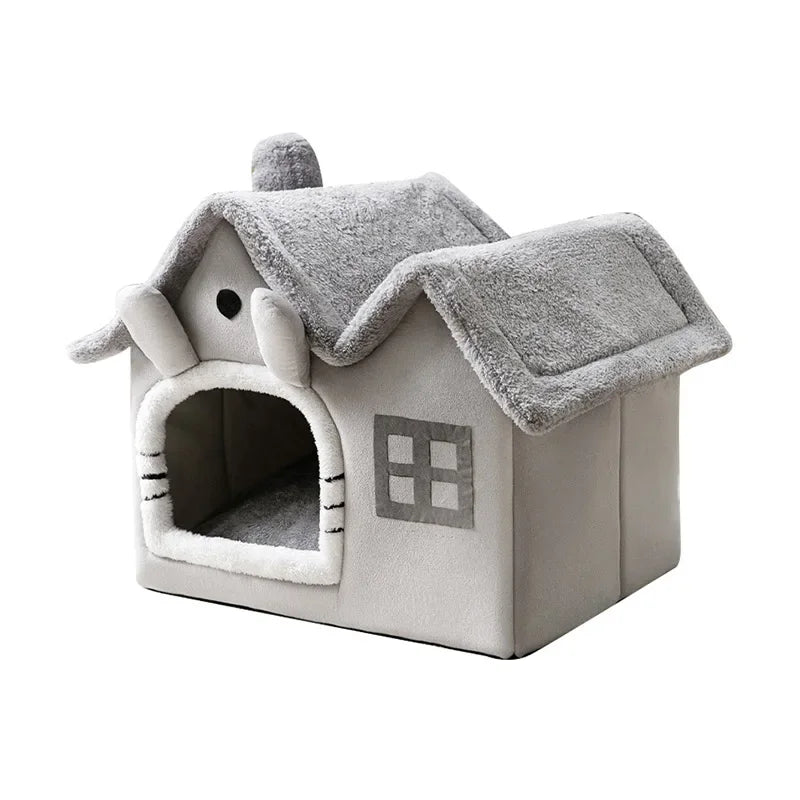 Foldable Cat House Winter Warm Chihuahua Cave Bed Cat Basket for Small Dogs Warm Soft Cat Bed