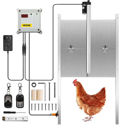 SucceBuy Automatic Chicken Coop Door Timer & Light Sensor W/2 Remote Controls Opening Farm 110-220V Chicken Pets Dog Door Opener