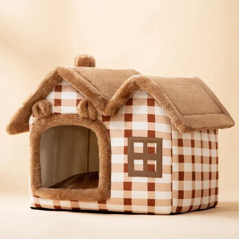 Foldable Cat House Winter Warm Chihuahua Cave Bed Cat Basket for Small Dogs Warm Soft Cat Bed