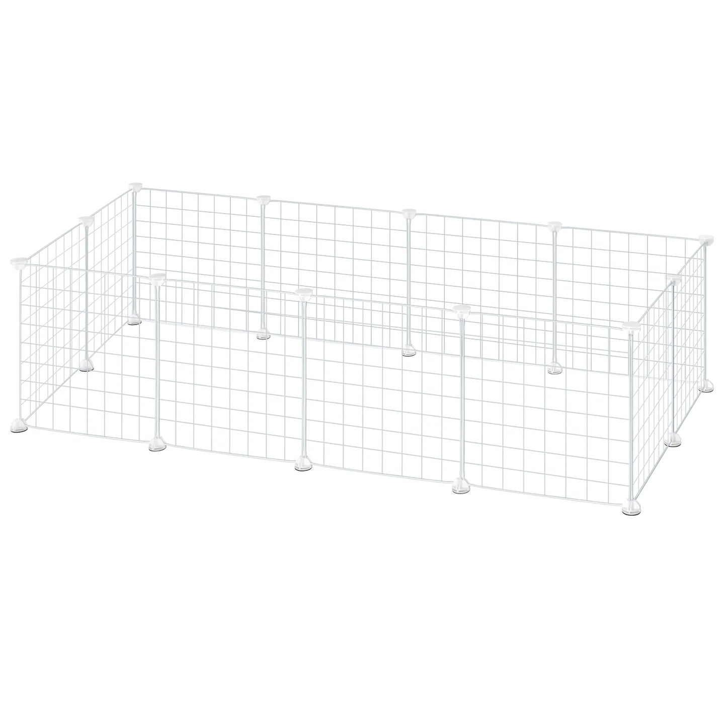 White Rabbit Indoor Enclosure Cage DIY Guinea Pig Playpen Hutch Adjustable Fence Mesh Door Panels for Small Pets Puppy Kitten