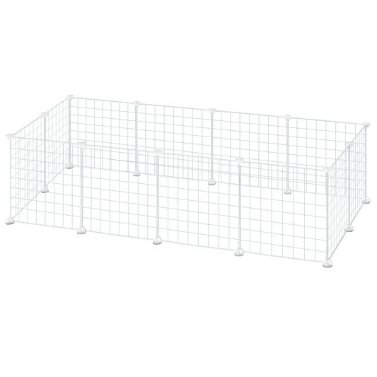 White Rabbit Indoor Enclosure Cage DIY Guinea Pig Playpen Hutch Adjustable Fence Mesh Door Panels for Small Pets Puppy Kitten