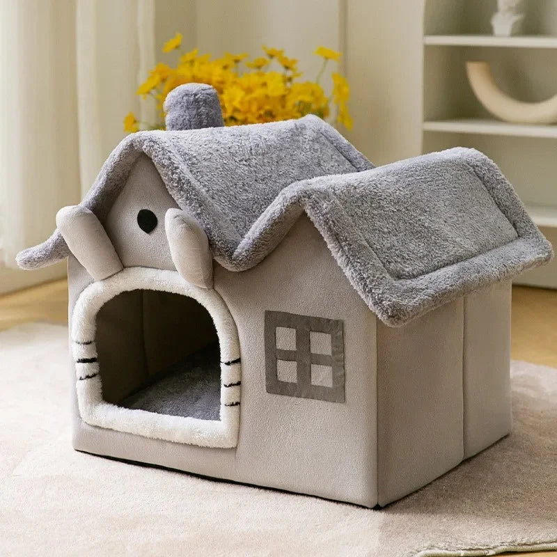 Foldable Cat House Winter Warm Chihuahua Cave Bed Cat Basket for Small Dogs Warm Soft Cat Bed